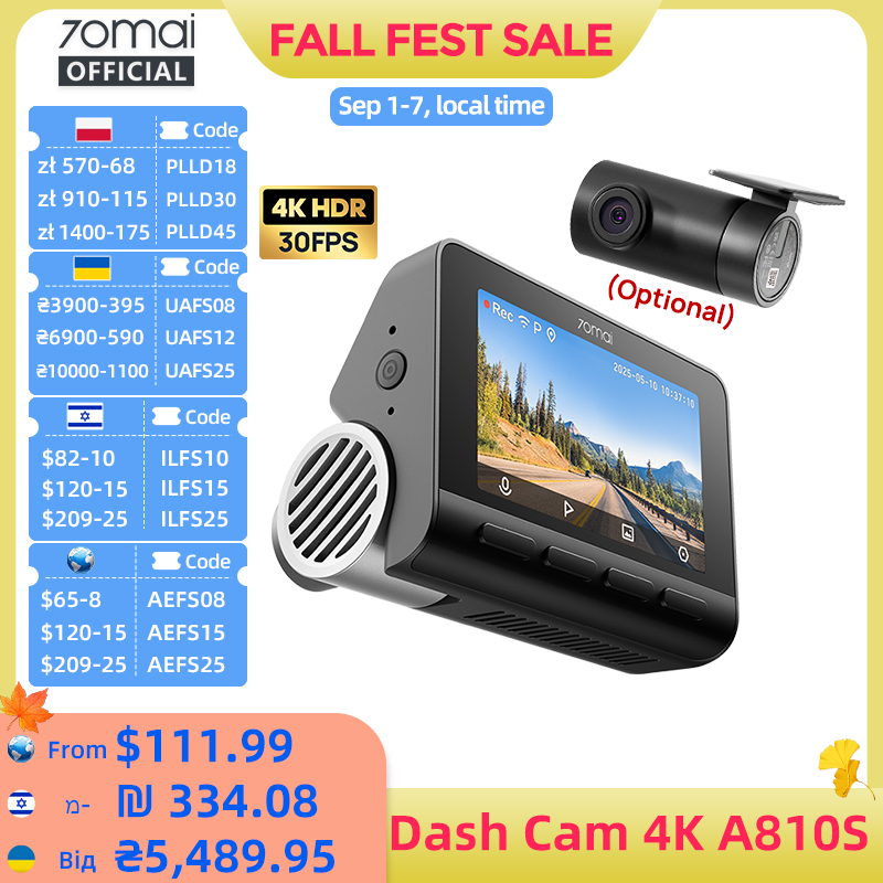 Home Cinema Blu Ray Sony - 70mai Dash Cam A810S 4K HDR