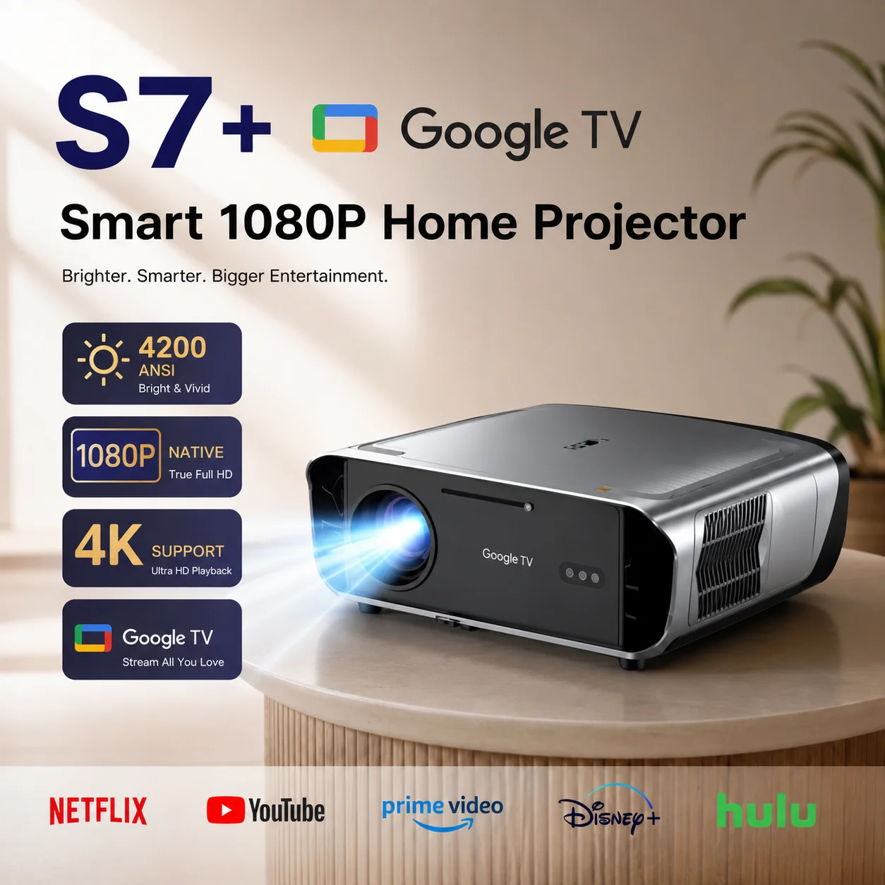 Home Cinema Tv Screen - S7 4200ANSI Native 1080P 4K UHD