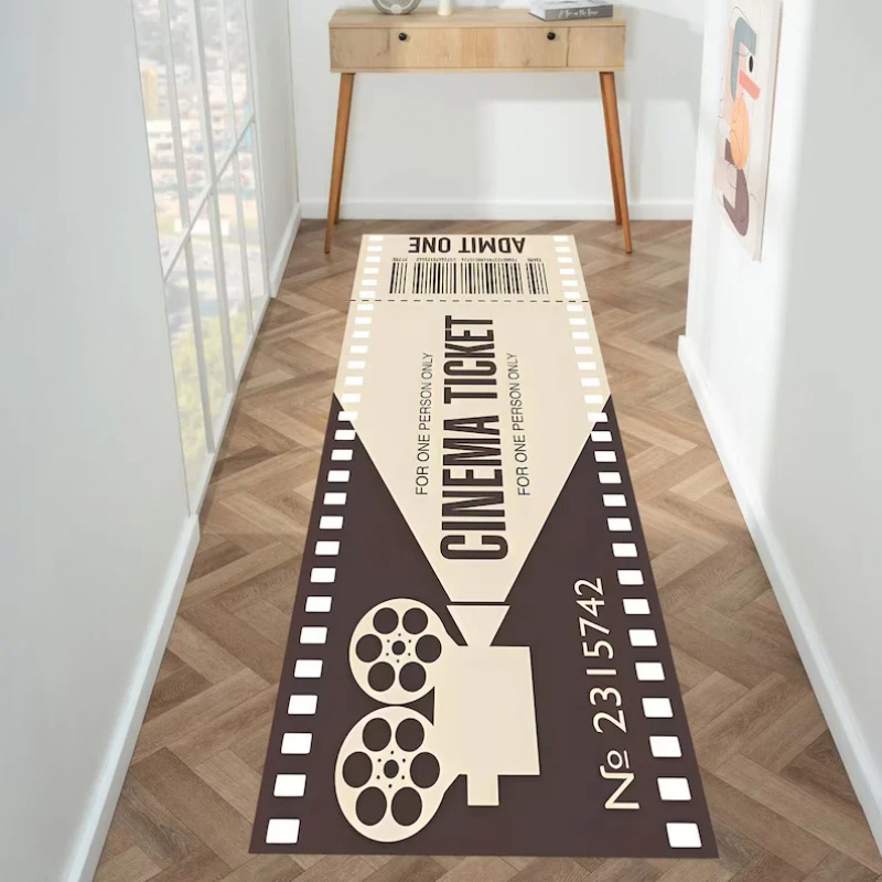 Home Cinema Tickets - Vintage Cinema Ticket Film Theme Carpet
