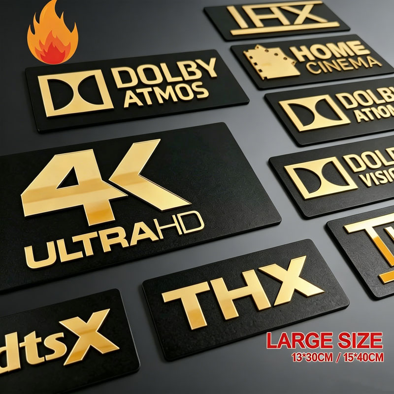 Home Cinema Dolby Atmos - Gold Mirror 3D Home Cinema Signs