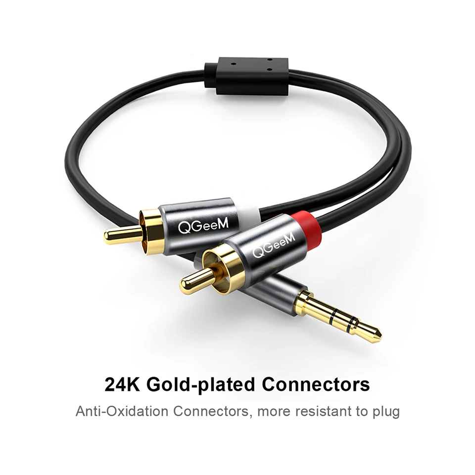 QGeeM RCA Cable 2RCA to 3.5 Au - Home Cinema Heos ulasan dan harga