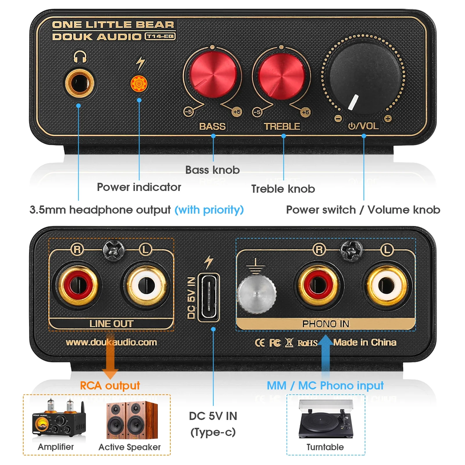 Douk Audio T14-EQ Stereo RIAA  - Home Cinema Receiver ulasan dan harga