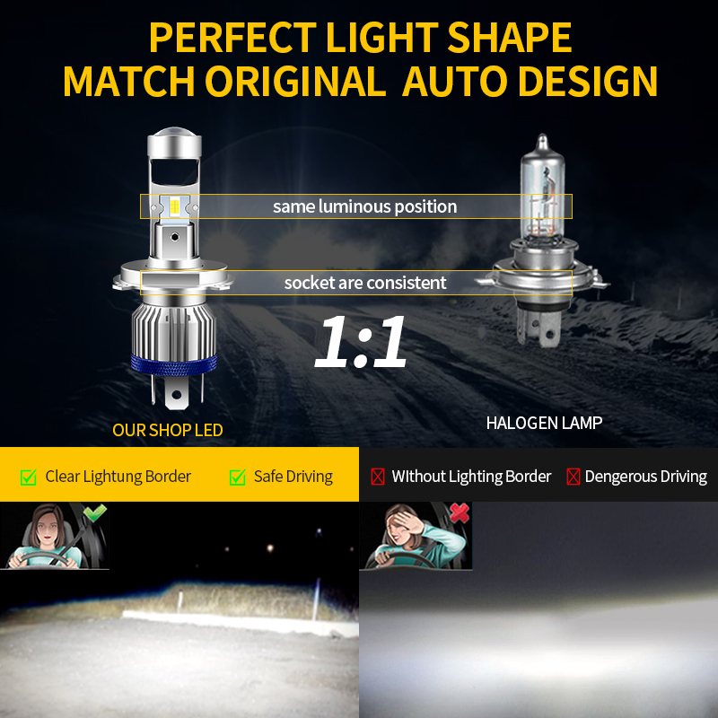 H4 HS1 LED Motorcycle Headligh - Home Cinema With Projector ulasan dan harga