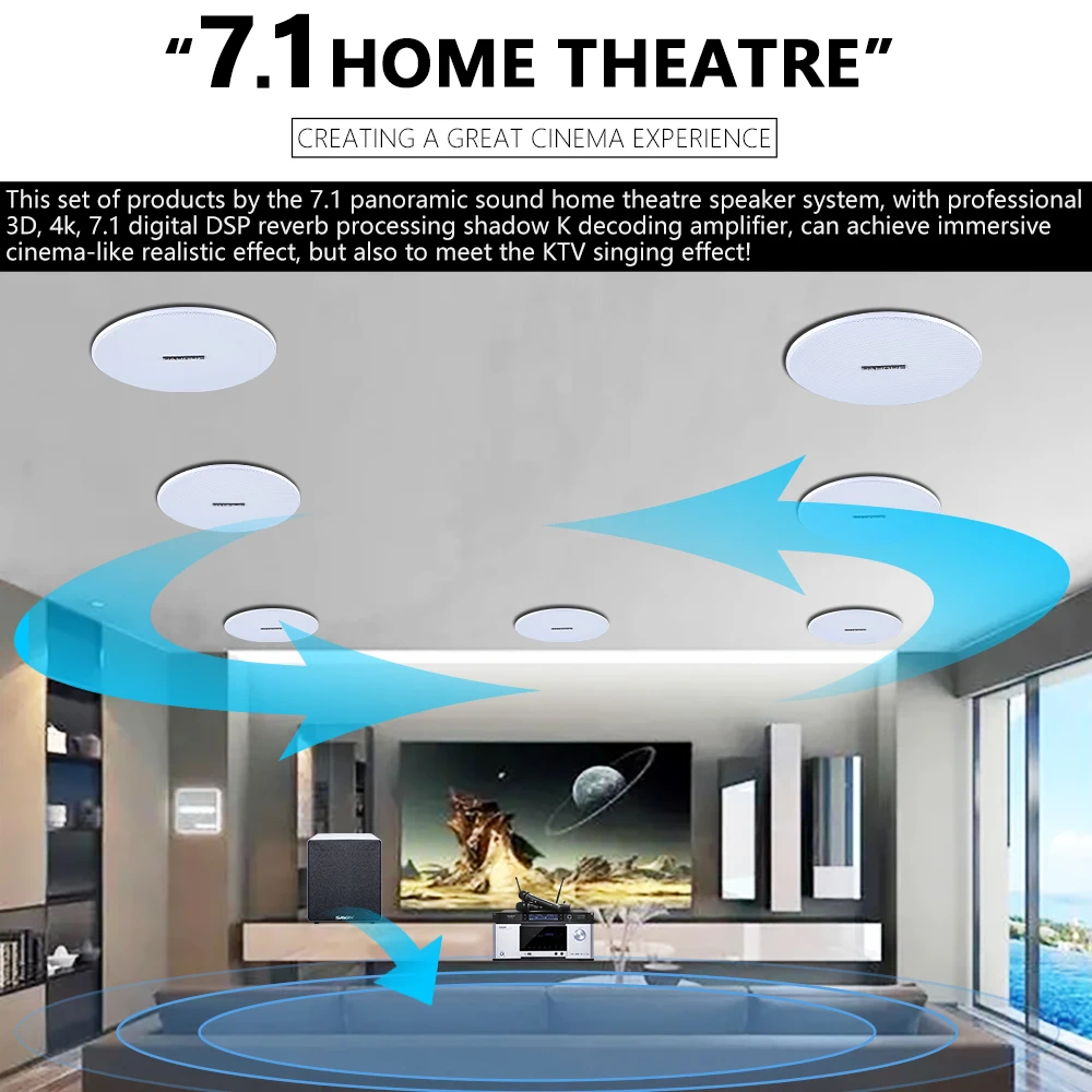 7.1 Home Theater Ceiling Speak - Home Cinema Speaker System ulasan dan harga