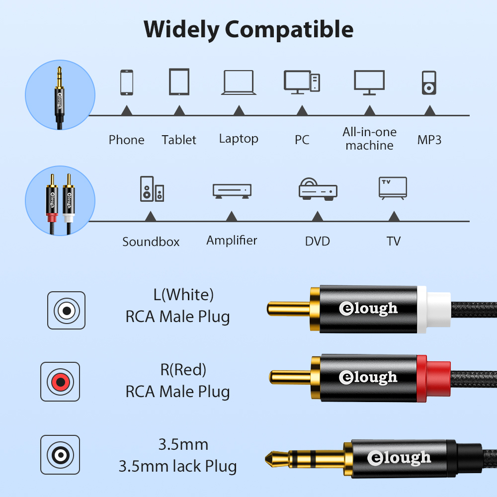 Elough RCA Cable AUX RCA Speak - Home Cinema Heos ulasan dan harga