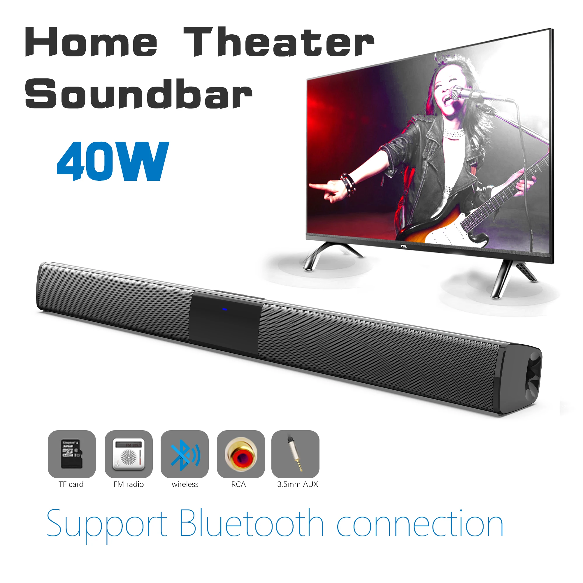 40W High Power Soundbar for TV - Home Cinema Speaker System ulasan dan harga