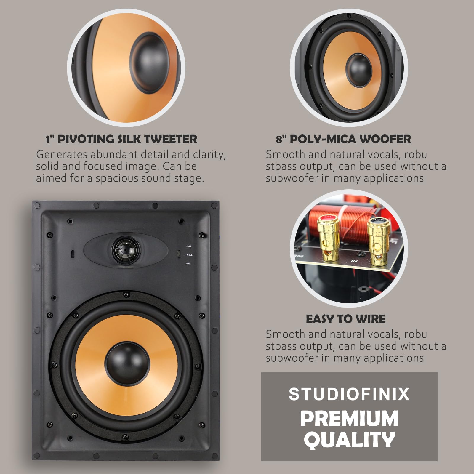 STUDIOFINIX 8 Inch 2 Way In Wa - Home Cinema Blanc ulasan dan harga