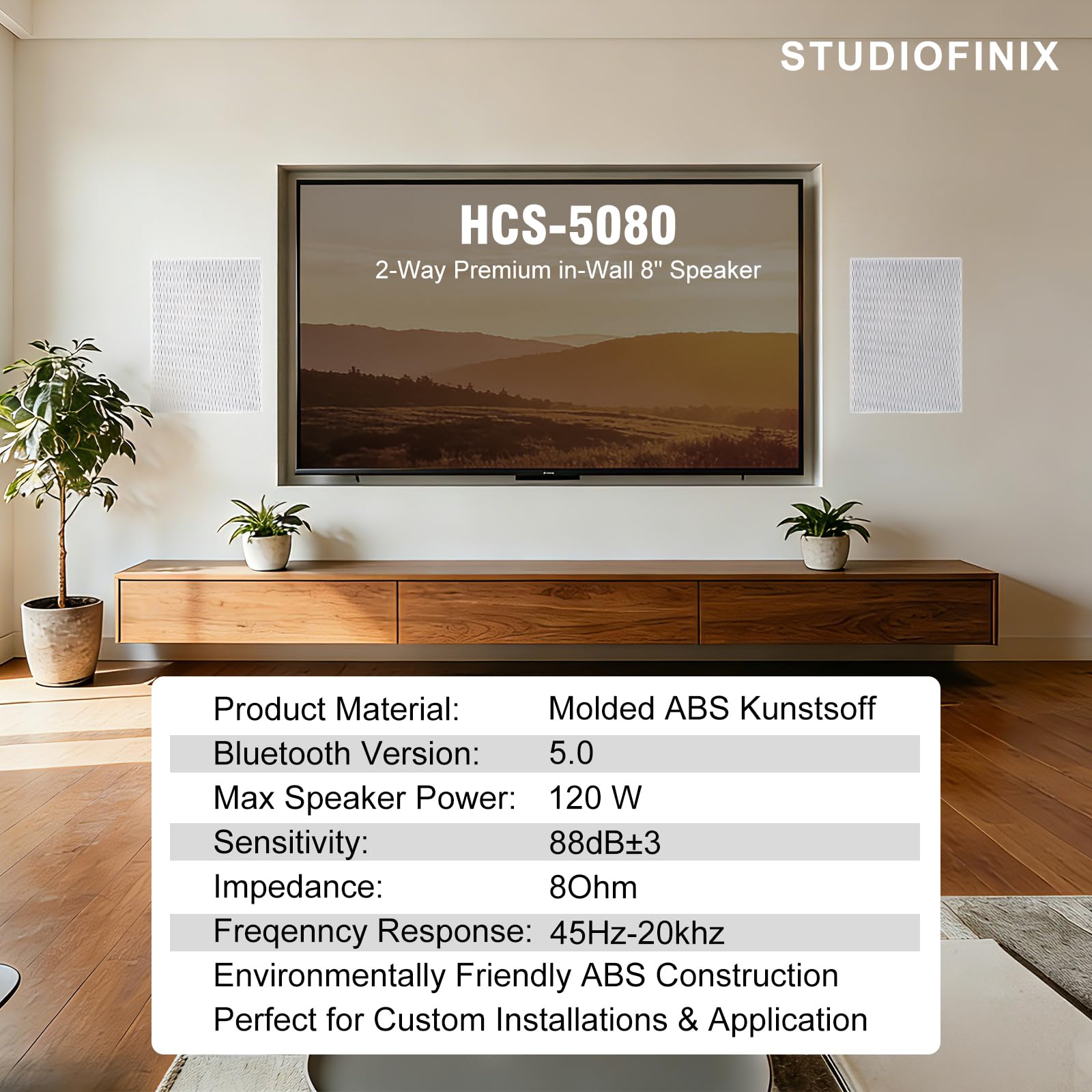 STUDIOFINIX 8 Inch 2 Way In Wa - Home Cinema Blanc ulasan dan harga