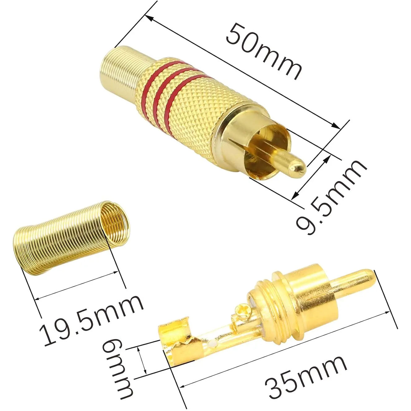 4PCS RCA Plug Gold Plated Sold - Home Cinema Heos ulasan dan harga