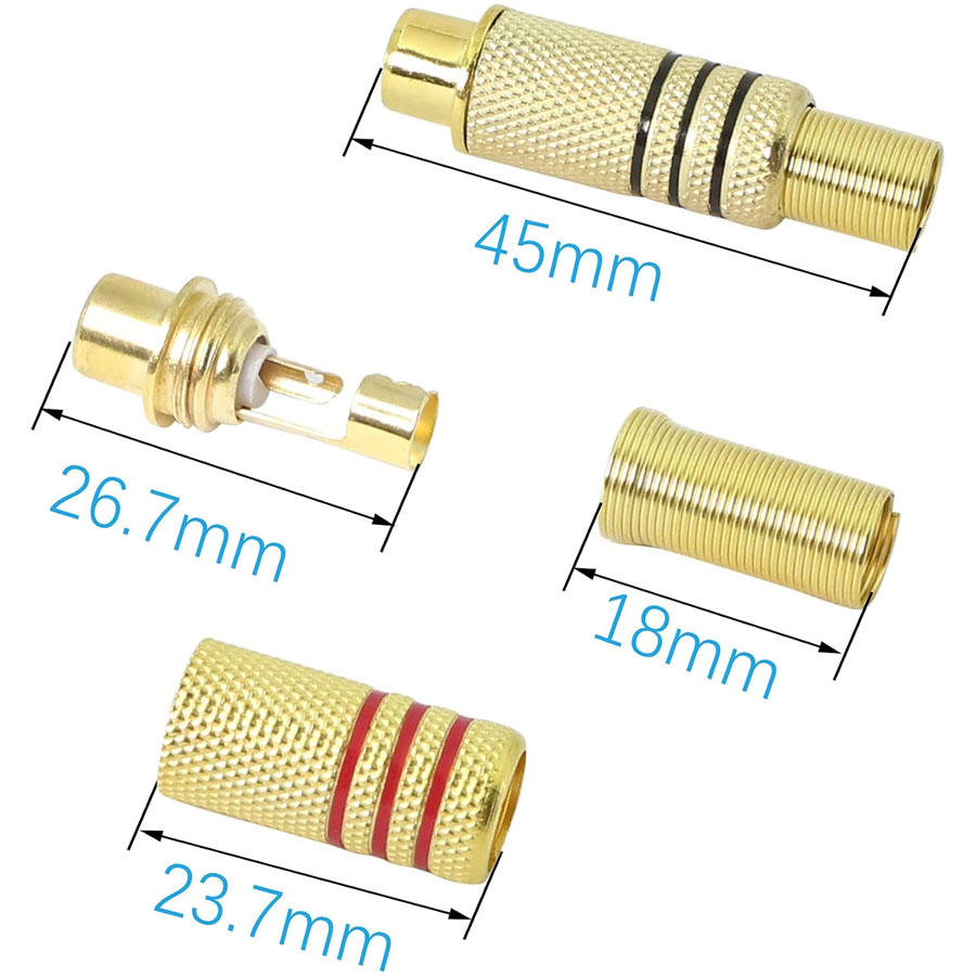4PCS RCA Plug Gold Plated Sold - Home Cinema Heos ulasan dan harga