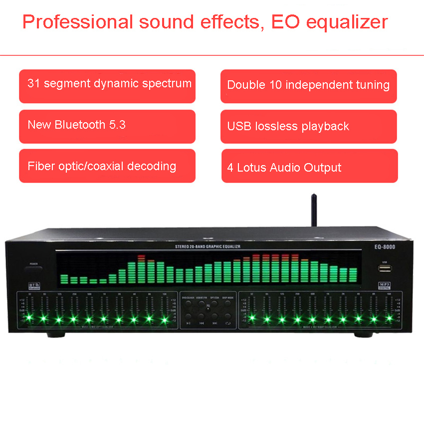 EQ8000 Equalizer Bluetooth 5.3 - Home Cinema Receiver ulasan dan harga